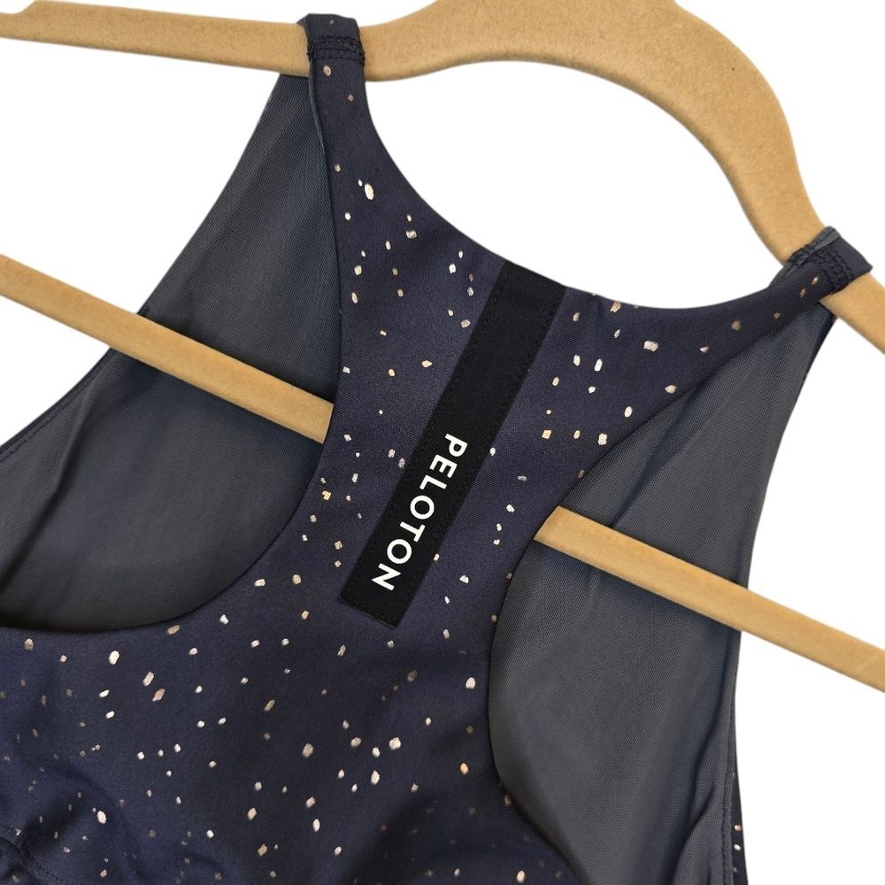 Peloton Women's S Show Up Sparkle High Neck Grey Gold Sports Bra - Picture 6 of 10